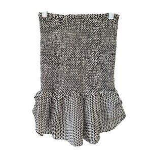 Madewell Geometric Silk Smocked Peplum Tube Top Womens Size XXS Black & White